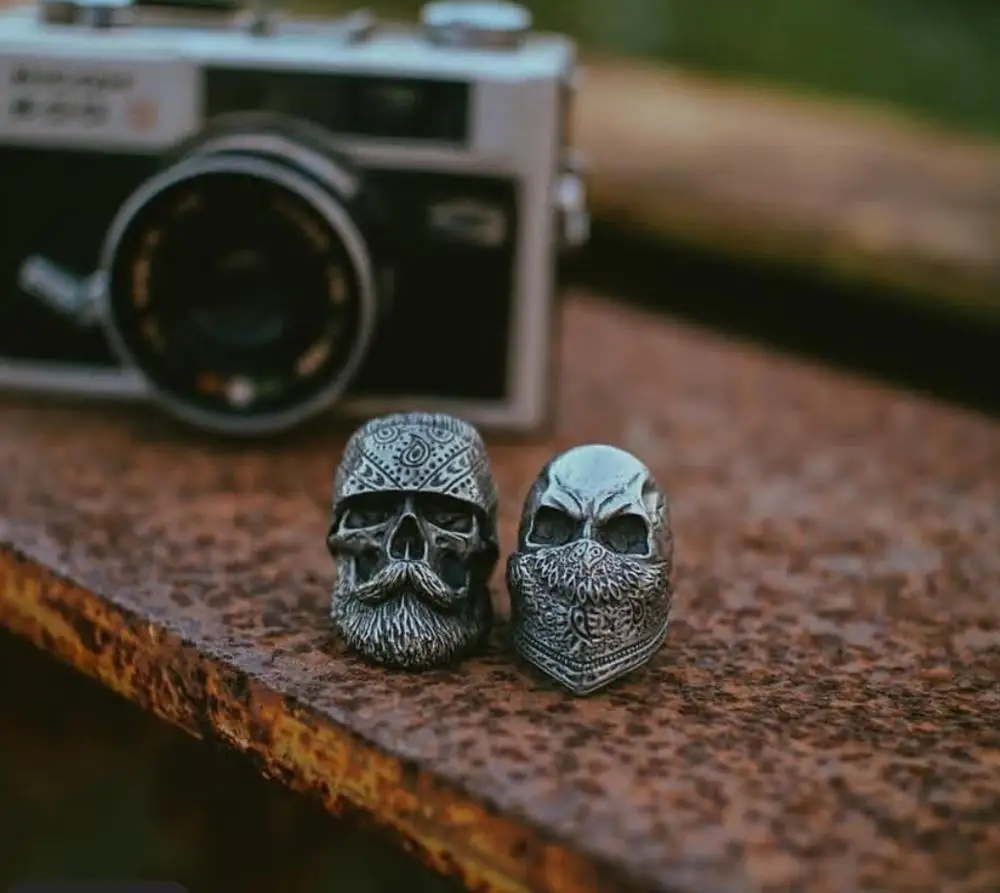 Onlysda Anillo Hombre Wholesale Stainless Steel Gothic Skull Mask Ring Biker Hiphop rock Jewelry Unique Halloween Gift for Men - Image 4
