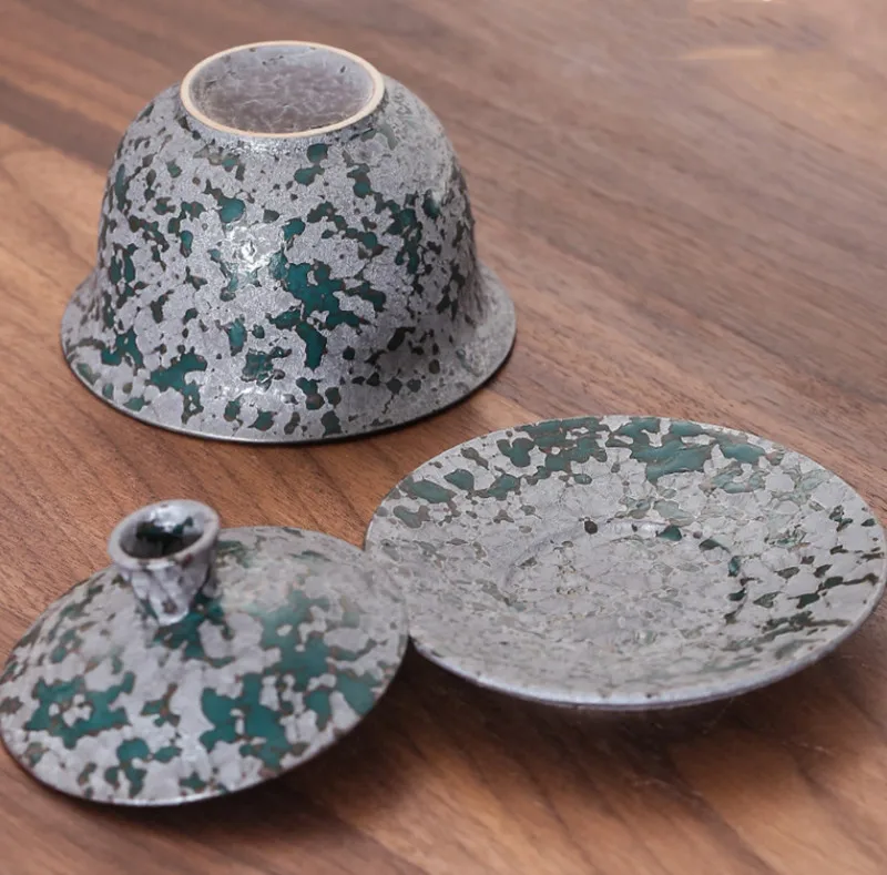 Gaiwan 999 sterling silver gaiwan, three-part, ceramic tea bowl, retro tea, ready for home