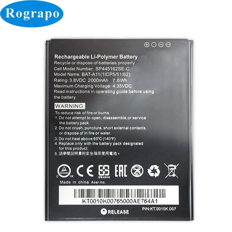 Новый 3 8 В 2000 мАч BAT A11 запасная батарея Baterij для ACER Liquid Z410 T01 Z330 KT.0010K.007 Мобильный