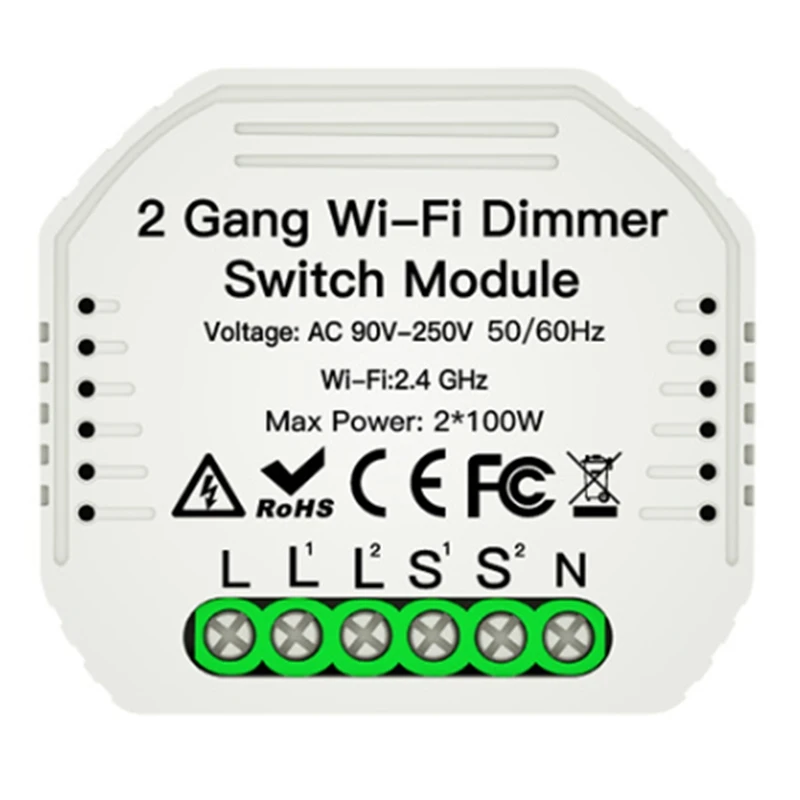 

2 Gang DIY WiFi Smart 2 Way Light LED Dimmer Module Switch Smart Life/Tuya APP Remote Control Work with Alexa Google