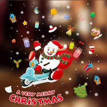 Рождественская Съемная Наклейка на стену украшение на стену стеклянные украшения на окно Рождественское украшение для наклейки на окна год