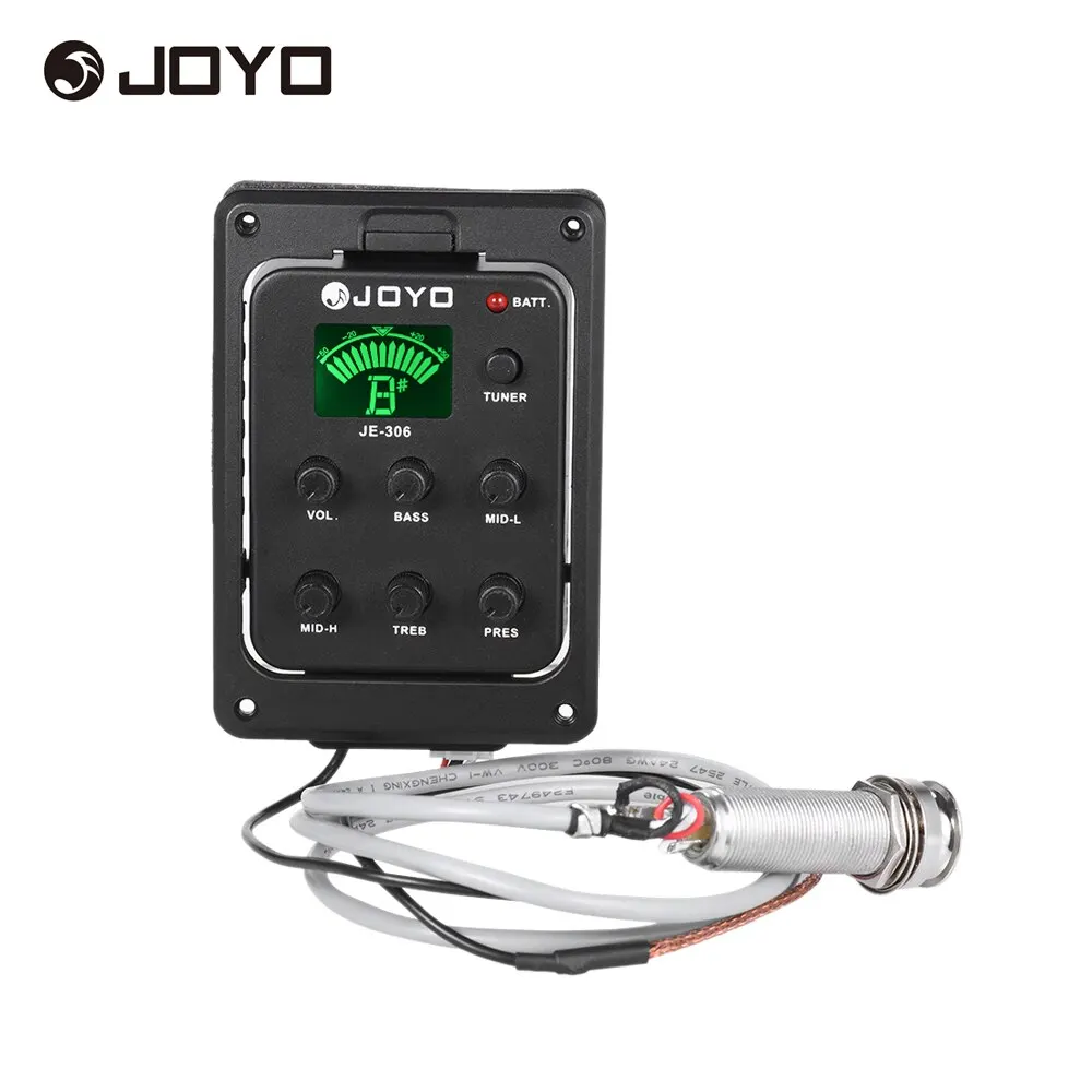JOYO JE-306 5-полосный эквалайзер Акустическая гитара Piezo Pickup Предусилитель Тюнер Системы с ЖК-дисплей Дисплей для акустической гитары игроков