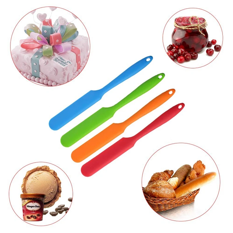  4Pcs Silicone Spatula Set Heat Resistant Cake Cream Butter Spatulas Mixing Batter Scraper Non-Stick