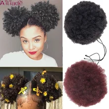 AILIADE афро слоеный короткий кудрявый шиньон волосы булочка шнурок в высокой температуре синтетический конский хвост с зажимами Расширение волос