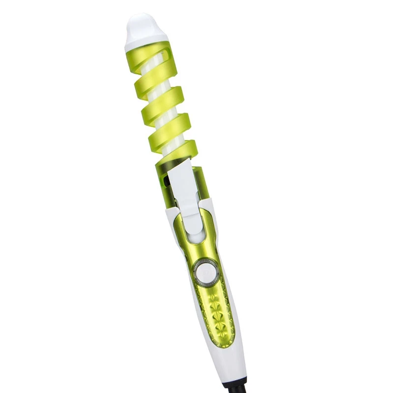 

Green Us Plug Professional Hair Curler Magic Spiral Curling Iron Fast Heating Curling Wand Electric Hair Styler Pro Styling Tool