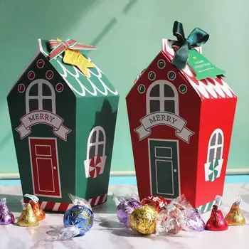 

10pcs/set Merry Christmas Gift Bag High Quality Paper Sweets Cookies Supplies Gift Party Home Candy Christmas Boxes W7C3