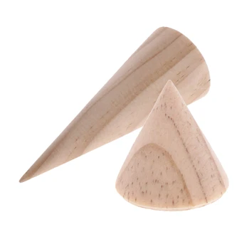 

2pcs Cone Shape Rack Wood Ring Display 3cm/8cm Jewelry Ring Kids Toy Imagination Art Project