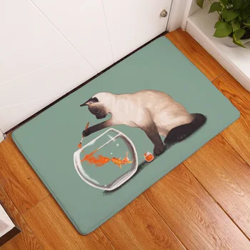 

Anti-Slip Bath Mat Flannel Printed Doormat Absorb Water Floor Mat Carpet Cat in shoes Kitchen Bathroom Rug Tatami Tapete