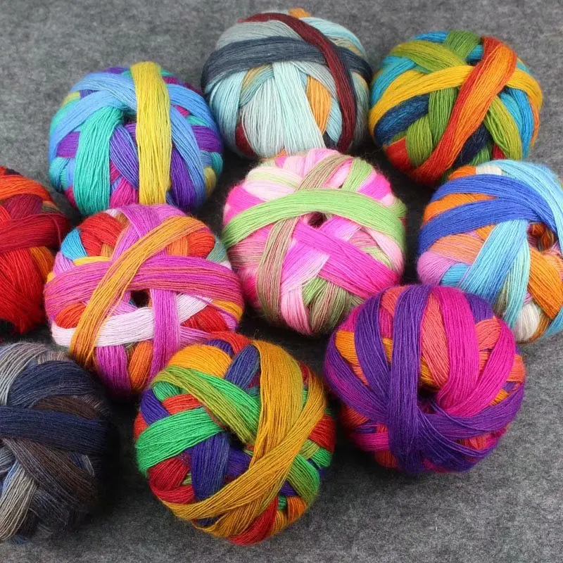 800m /pc Wool Yarn Rainbow Color For Hand Knitting Crochet Hand-Woven Thin Lace Woolen Crocheting Shawl Thread 100g | Дом и сад