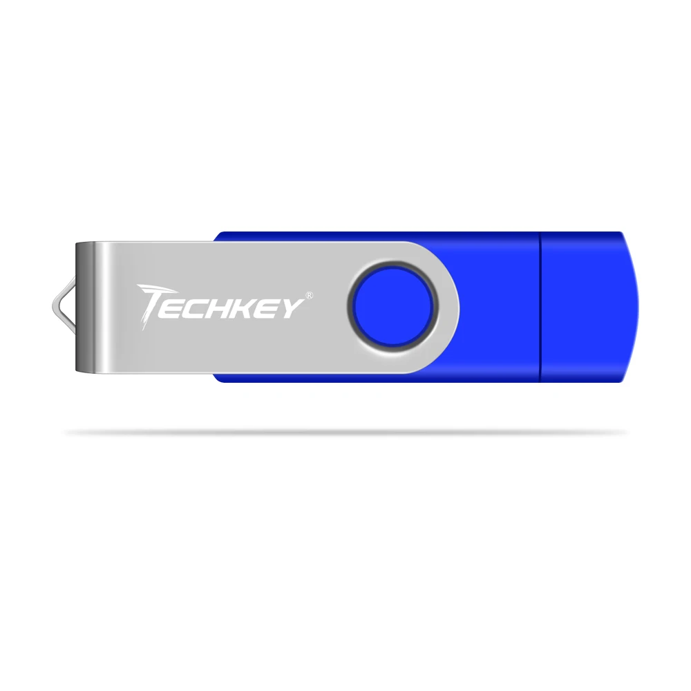 OTG USB флеш-накопитель Techkey 32 ГБ флеш-накопитель металлический флешка карта памяти 4 ГБ 8 ГБ 16 ГБ флешка Внешняя память для смартфона - Цвет: deep bule