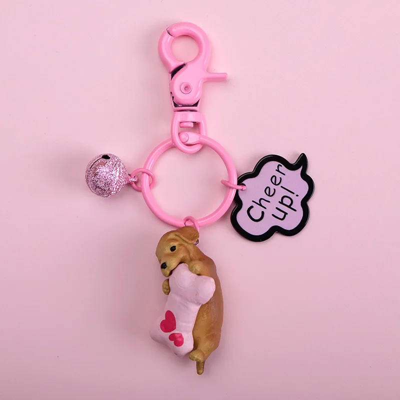 keychain 6 Мультфильм 3D милая собака бульдог панда автомобильный брелок животное Прекрасный Мопс стальная проволока подвеска для ключей сумок брелок-игрушка ювелирные изделия - Цвет: keychain 6