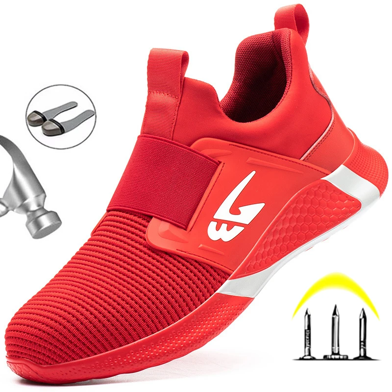 Zapatillas de trabajo de seguridad para hombre, zapatos ligeros con punta de acero, antiperforación, 2021