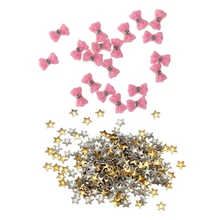 Дизайн ногтей 250 штук Золотой и Серебряный 5 мм звезды металлические шпильки для ногтей и 20 шт 3D наклейки для ногтей декор для ногтей DIY Стразы