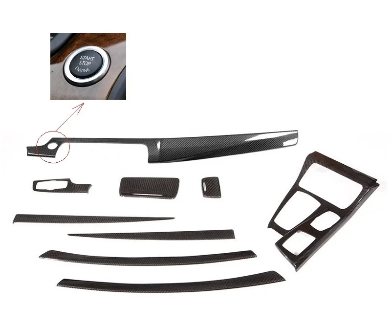 0-Free shipping Interior Door Button Panels Dashboard Dash Kits Carbon Fiber for BMW 5 series F10 2011-2017 carbon interior trims 9pcset