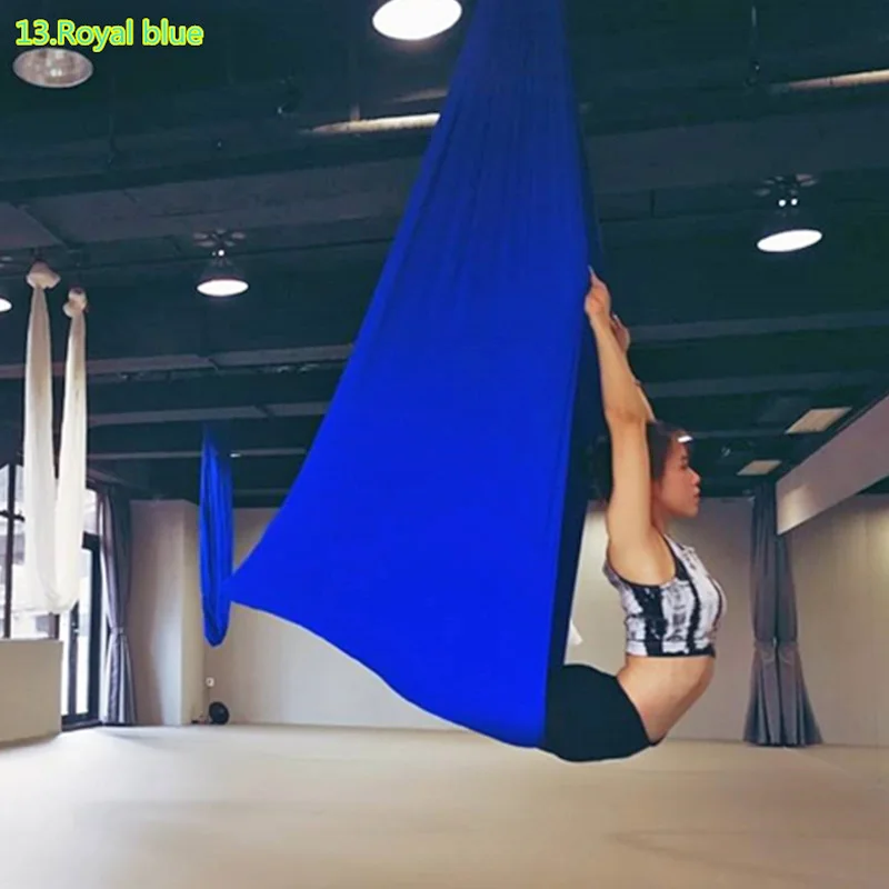 Royal blue Высокое качество, высокопрочный Воздушный Гамак для йоги, 4 м x 2,8 м, полный набор, 20 цветов, Воздушный Гамак-40 денье, нейлон, с карабинами на цепочке - Цвет: Royal blue