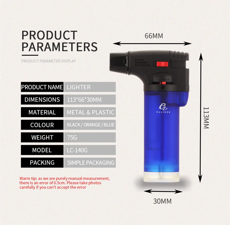 plástico jet charuto isqueiro gás fogo starter azul chama pistola de pulverização butano tocha isqueiros gadgets pc cor aleatória