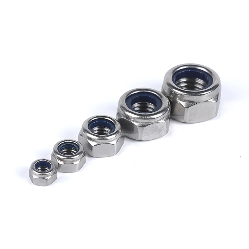 2/5/50pcs Stainless Steel Hex Hexagon Nylon Insert Lock Nut Self locking Nylock Nut Locknut  M2 M2.5 M3 M4 M5 M6 M8 M10 M12 M16