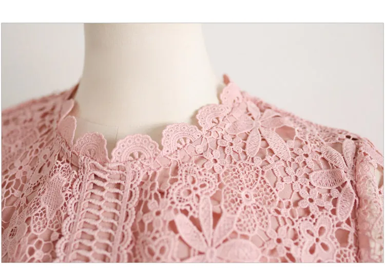 Vestidos Весна Элегантное открытое кружевное платье Розовое женское платье с коротким рукавом для выпускного вечера офисное вечернее платье с цветочным рисунком вязаное платье AE658