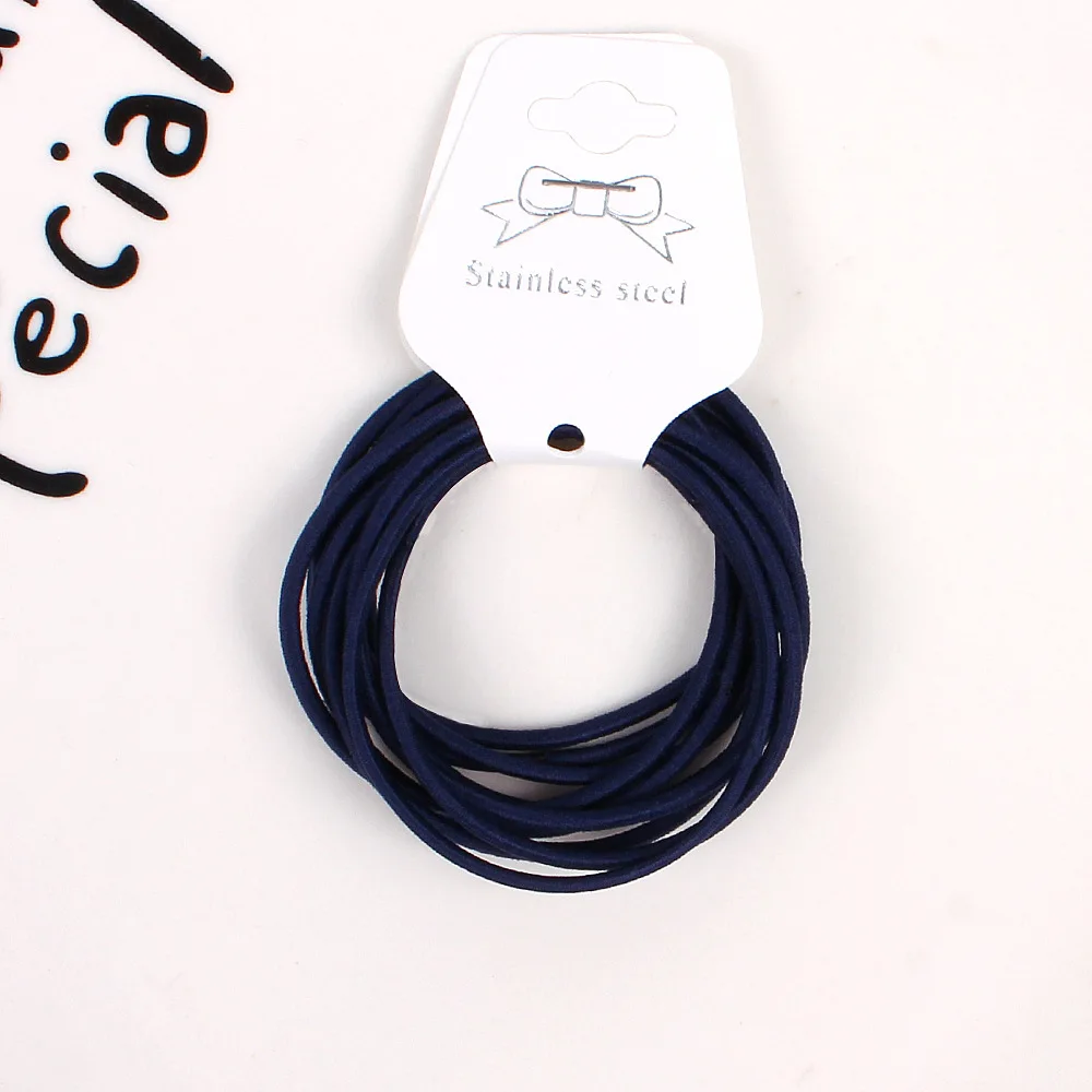 10pcs navy blue Нарисованной длинноволосой девочкой, аксессуары из резинок, эластичная резинка для волос ленты для волос Детские украшение для детей, повязка на голову, повязка для малышей аксессуары Галстуки резинка для волос - Цвет: 10pcs navy blue