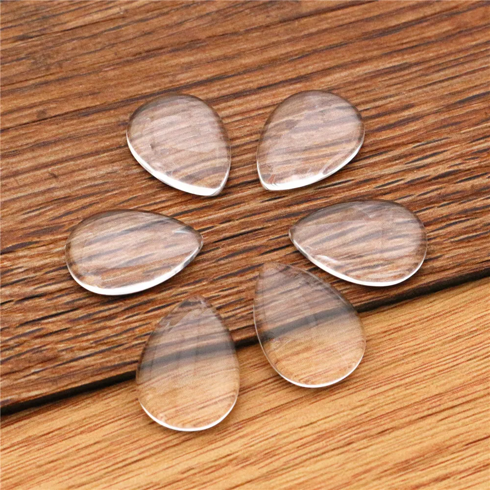 10x14mm 13x18mm 18x25mm 20x30mm 25x35mm 30x40mm goutte ovale plat arrière Cabochon en verre transparent, haute qualité, Promotion en gros