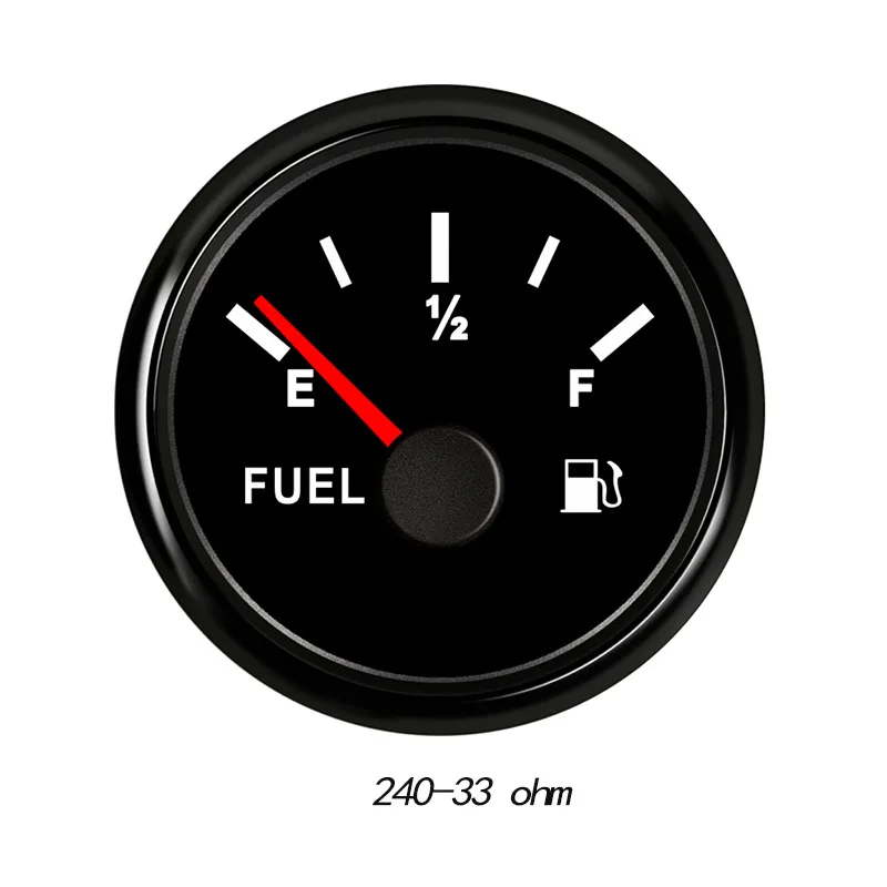 240-33 ohm 52mm Car Digital Fuel Level Gauge Meter 0~190 ohm E-1/2-F for Motorcycle Car Boat 12V 24V with Red Backlight IP67 Waterproof - Цвет: 240-33 ohm
