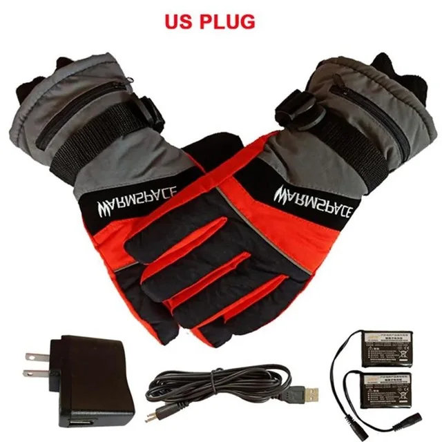 Orange US plug Warmspace, зимние, USB, перезаряжаемые, электрические, тепловые, с подогревом, перчатки, теплые, для велоспорта, велосипеда, лыжные перчатки - Цвет: Orange US plug