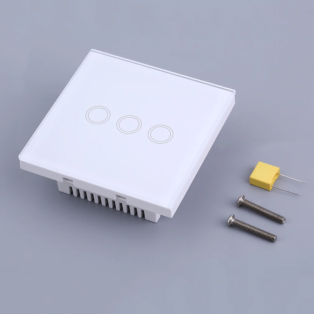 Умный дом белая кристальная стеклянная панель 3 комплекта UK Plug светильник