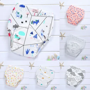 

1Pcs Four Layers Gauze Baby Diaper Waterproof Cartoon Printed Newborn Baby Nappy Diaper TPU Cotton Infant Diaper