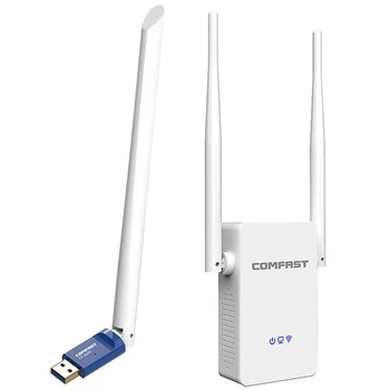 

1 Pcs WU826F Free Driver Wireless Adapter & 1 Pcs 1200Mbps Wireless WiFi Repeater WiFi Router US Plug EU Plug