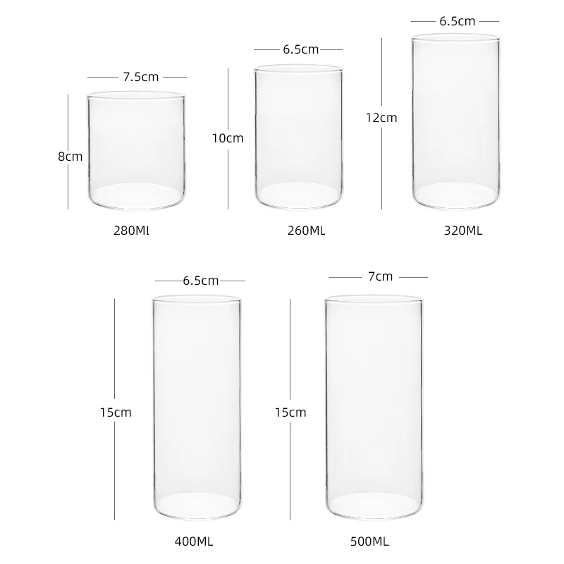 Round Transparent Coffee Glass Mug Milk Juice Tea Water Cup Heatresistant Single Layer Drink Dessert Cup Home Bar Drinkware Gift