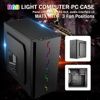 

LEORY Mini Desktop Computer Case USB2.0 3 Fans PC Case Support for MATX/MITX 355x188x360mm