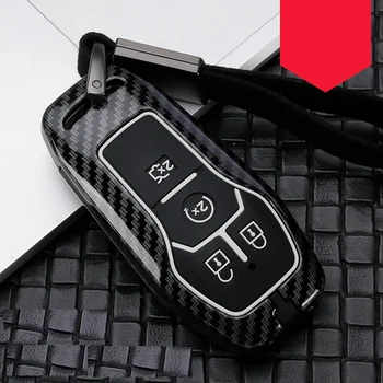 

Carbon fiber Alloy+Silicone Car Smart Key Case Fob Cover For Ford Fusion Mondeo Mustang F-150 Explorer Edge 2015 2016 2017 2018