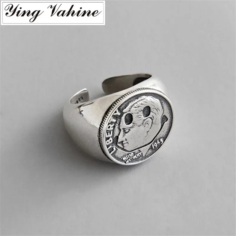 Ying vahine 925 пробы серебряные винтажные Портретные Открытые Кольца для женщин