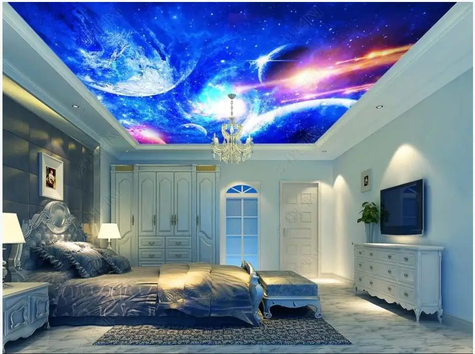 

custom photo 3d ceiling murals wallpaper Cool starry universe planet home decor living room wallpaper for walls 3 d