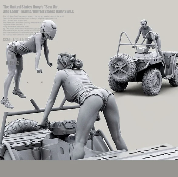1/35 комплекты из смолы, красивый автомобильный женский всадник, каучуковый солдат, самовосплетенный A-19712