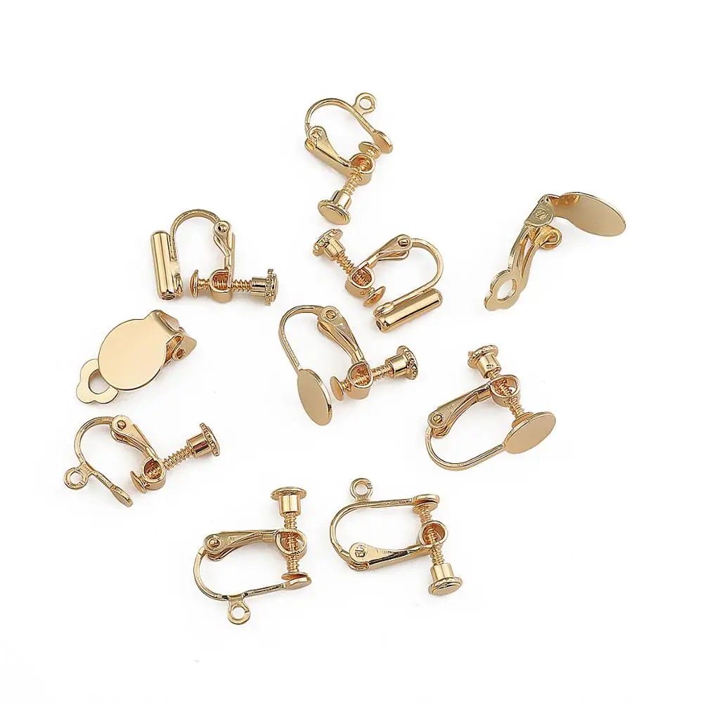 DIY 주얼리 제작용 나사 이어 클립 베이스 귀걸이 설정, 회전 패드 귀걸이 클립 파인딩, 18k 금도금, 10 개, 신상