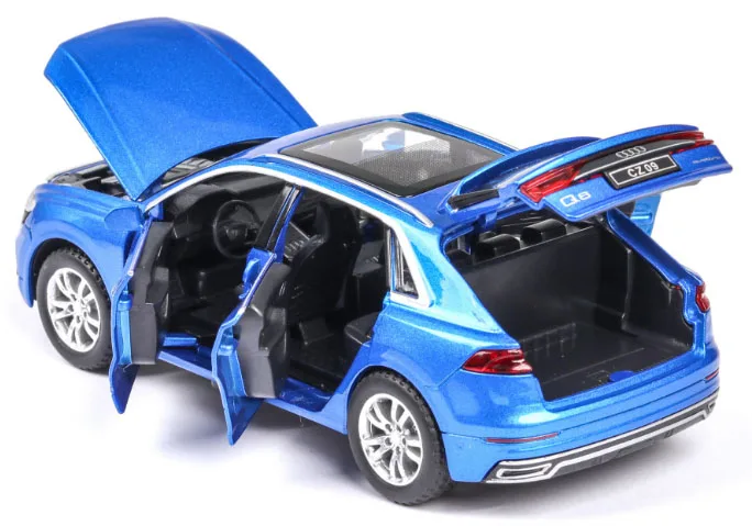 Высокая имитация 1:32 Audi Q8 со звуком светильник Вытяните назад игрушечный автомобиль модель игрушки для детей Подарки