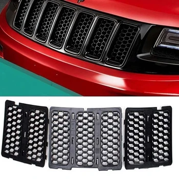 

1set Racing Grills For Jeep Grand Cherokee 2014-2016 Car Front Insert Honeycomb Mesh Grille Decoration Cover Accessories DIY