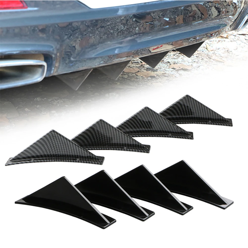 Car Rear Bumper Lip Diffuser Triangle Shark Fin Separator Decorative Kit 4PCS