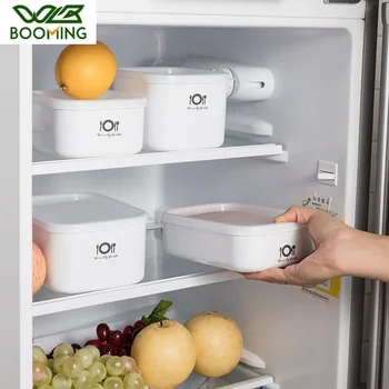 

WBBOOMING 4 Sizes Refrigerator Sealed Plastic Storage Box Food Storage Box Microwave Oven Rectangular Lunch Box Kitchen Bottles