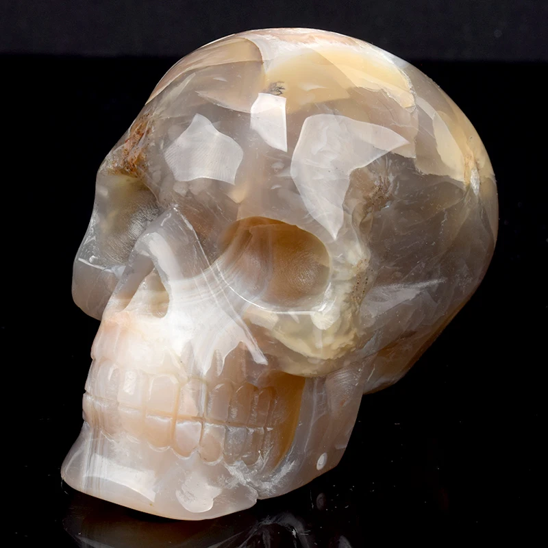 

Natural Agate Geode Hand Carved Quartz Crystal Skull Statue Reiki Healing Stone Skull Sculpture Home Decor Art Collection