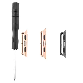 

38mm 42mm Stainless Watchband Adapters Buckle Connection Watch Strap Band Connector Screwdriver For Apple Smart Watch For iWatch