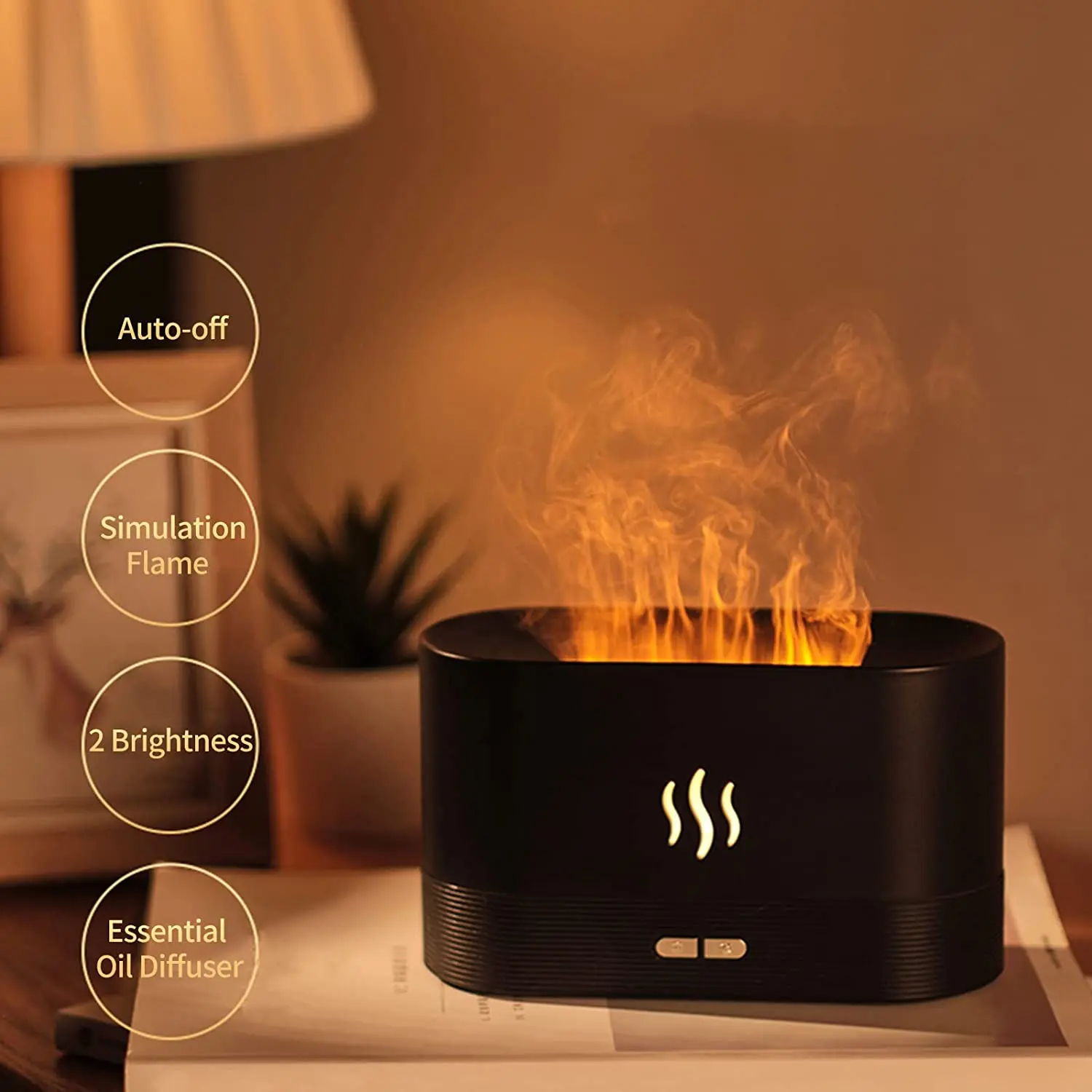 

Simulation Flame Led Light Lamp with Ultrasonic Aroma Diffuser Humidifier Relaxing Mood Light for Bedroom Office Decor Lamp