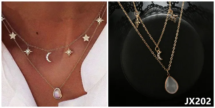30 стилей Бохо Новая мода Звезда Луна многослойное ожерелье из сплава женский Шарм ювелирные изделия кисточкой ожерелье набор мать подарок подруге