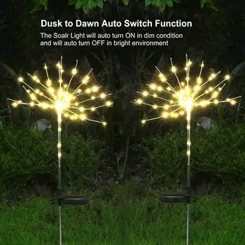 

105LED Durable Fairy Bouquet Dandelion Lights Solar Firework Silver String Lights Fairy Light Star String Light Christmas Home