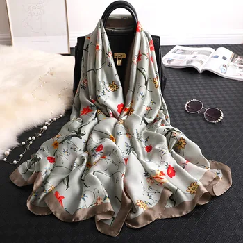 

2020 new Spring and summer lady Superior quality scarves print Shawl Women Fashion silk scarf female new beach Headband muffler