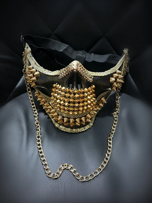H3318 Мужская заклёпка маска на Хеллоуин и Рождество маскарадные маски мужские Клубные Выпускные вечерние ночных клубов шоу анонимированные аксессуары