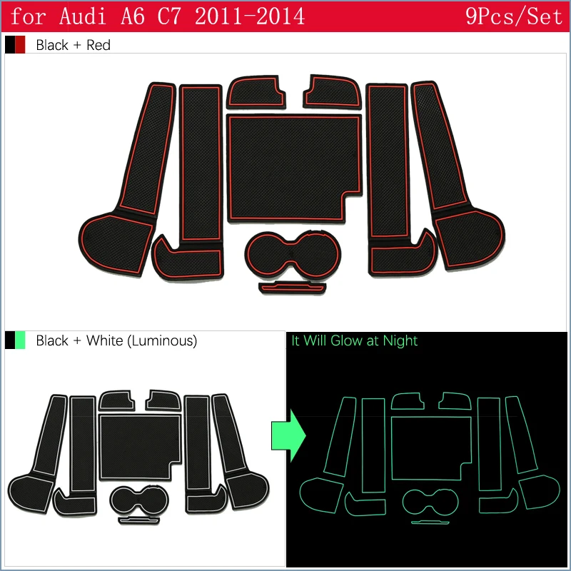 Для Audi A6 C7 2011 2012 2013 A6 4G RS6 S6 S line RS 6 Противоскользящий резиновый слот для ворот коврик подставка аксессуары автомобильные наклейки