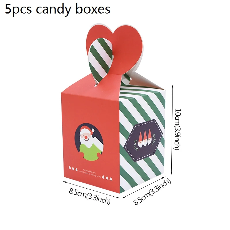 Рождественская коробка для конфет веселая Рождественская коробка для яблок Рождественская елка Упаковочная коробка сумка для рождественской вечеринки Подарочная коробка для печенья украшения - Цвет: B03 green stripe