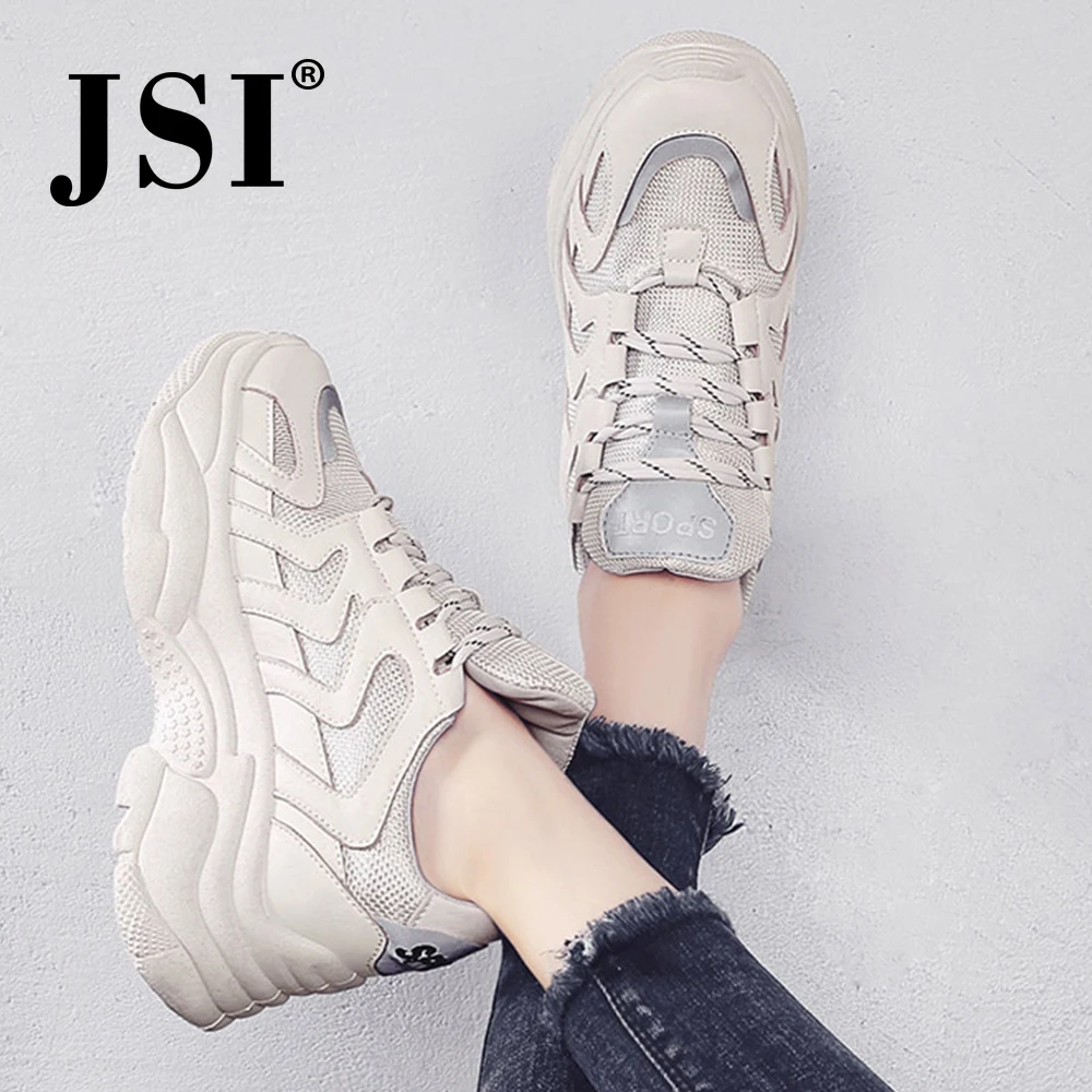 JSI/Новые Модные женские кроссовки на шнуровке с круглым носком; Повседневная однотонная обувь для активного отдыха; базовые женские кроссовки на массивной платформе; JX6